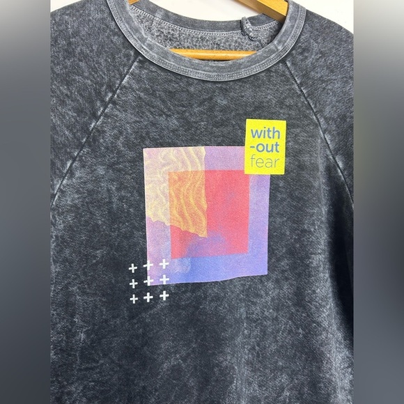 Recreate Sweater Mens L Pullover Fleece Charcoal Black Distressed Street hip-hop - Picture 4 of 13